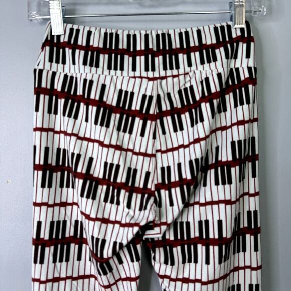 LuLaRoe Light Blue Burgundy Piano Keys Music Leggings Pants Women's One Size OS - Picture 9 of 10